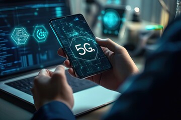 5g smartphone use at a workstation