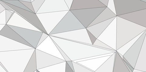 Wall Mural - white and gray abstract low poly triangle background. abstract low polygon mesh generative art backg