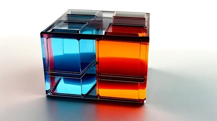 abstract glass cube: a play of light and color