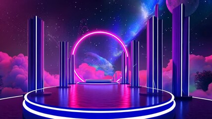 Wall Mural - neon circle stage
