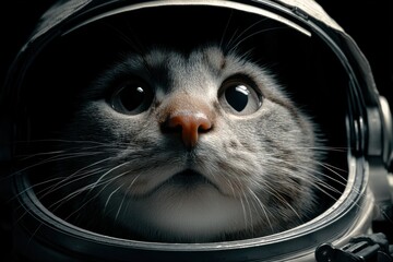 Wall Mural - Curious Cat Exploring Space Wearing Astronaut Helmet