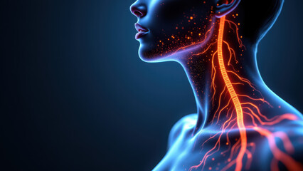 Wall Mural - An artistic representation of VNS or Vagus Nerve Stimulation.