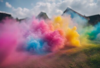 Wall Mural - isolated regenbogen holi farbwolke isoliert rainbow cloud bunt powder colorful paint print shop back