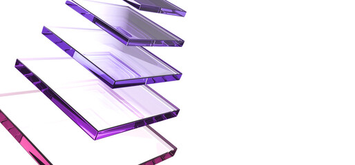 Wall Mural - abstract 3d black background wallpaper with glass square layer effect and holographic gradient rende