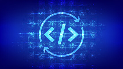 devops icon made with binary code. agile development and optimisation. software engineering. softwar
