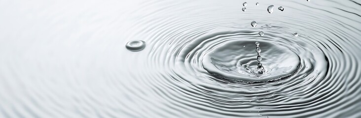 Poster - Water Droplet Creating Ripples on a Smooth Water Surface Minimalistic Clear Water Photography Background : Generative AI
