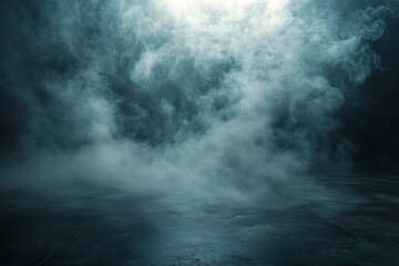 Aufkleber - Eerie Smoky Background on Concrete Floor Dark and Dramatic Atmosphere Perfect for Halloween and Mystery Themes : Generative AI