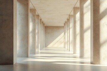 Leinwandbilder - Modern Architecture Interior with Concrete Columns and Natural Light Creating a Minimalist and Serene Space : Generative AI