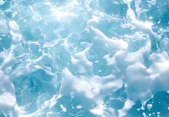 Poster - Bubbling Ocean Water Surface with Light Reflections Abstract Marine Blue Background Texture for Summer Design : Generative AI