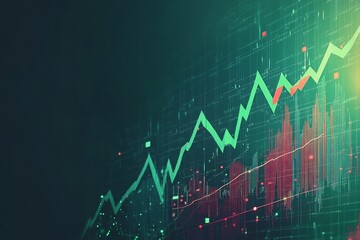 Aufkleber - Vibrant Stock Market Graph with Upward Trend Financial Growth and Success Business Investment Data Analysis and Profit : Generative AI
