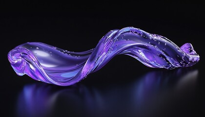 Poster - Elegant twisted wave of purple glass with droplets creating a mesmerizing reflective effect : Generative AI