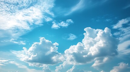 Fototapete - Bright and Beautiful Cloudy Sky with Soft Fluffy Clouds Underneath a Blue Sky : Generative AI
