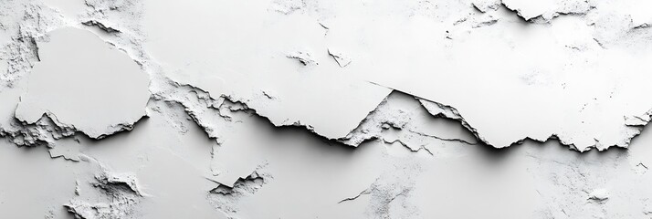 Poster - Minimalist White Cracked Wall Texture Grunge Background Abstract Design Rough Surface Distressed Stone : Generative AI