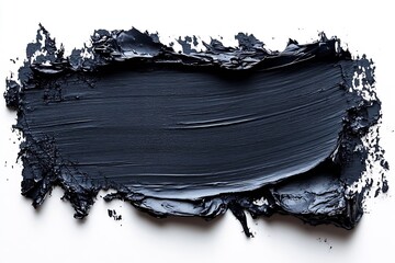 Poster - Abstract Black Paint Stroke on White Background Dark Acrylic Texture Creative Art Smear Design Element : Generative AI
