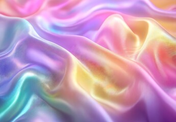 Fototapete - Pastel Rainbow Silk Fabric Waves and Folds Abstract Texture Background Soft Colors Ethereal Light Beautiful Textiles : Generative AI