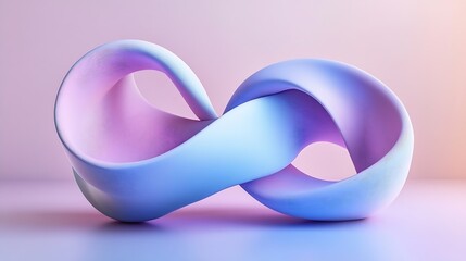 Leinwandbilder - Abstract Infinity Symbol on Pastel Background Modern Art Geometric Shape Digital Illustration Conceptual Design Elegant Soft Colors : Generative AI