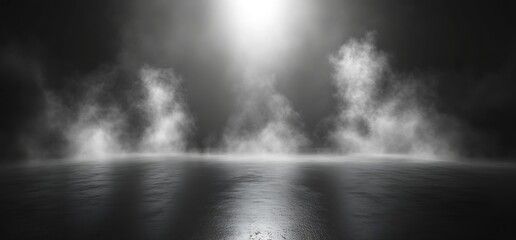 Poster - Dark Moody Background with Smoke and Spotlights Shining Down Ideal for Stage Set Concert or Product Mockup : Generative AI