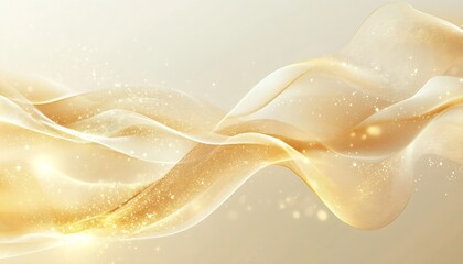 Aufkleber - Elegant golden waves with sparkling particles against a soft background creating a luxurious atmosphere : Generative AI