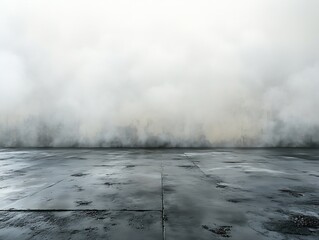 Aufkleber - Atmospheric Concrete Floor and Wall with Fog or Smoke Empty Space Background for Industrial or Grunge Design Elements : Generative AI
