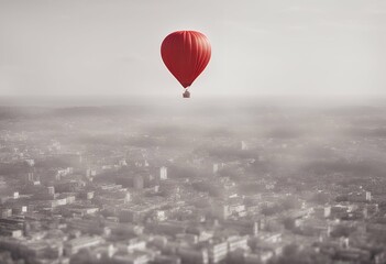 Wall Mural - background red white balloon bright air hot fly ballooning airship big competition airy basket ballon flying freedom high design float flight colours isolated fun festival beautiful inflate journey