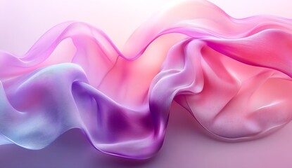 Fototapete - Elegant Soft Pastel Fabric Flowing Gently with Shades of Pink and Purple : Generative AI