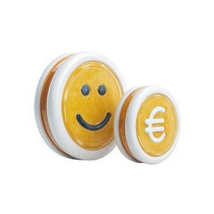 Wall Mural - Happy and cheerful smiley coins representing currency, symbolizing joy in finance and economy