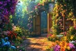 © HauraStd - Sunlit garden path, vibrant flowers, archway