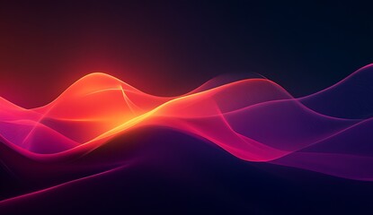Poster - Smooth wave design with flowing vibrant colors in warm tones and dark background : Generative AI