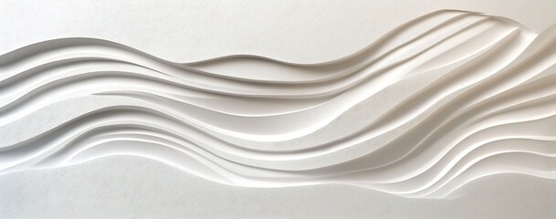 Poster - Elegant White Wave Texture Background with Smooth Curves and Subtle Shadows for Modern Design Projects : Generative AI
