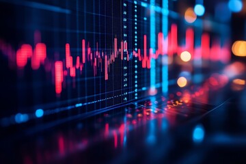 Aufkleber - Stock Market Graph with Red and Blue Lines Visualizing Financial Data Trends and Analysis on Digital Display : Generative AI