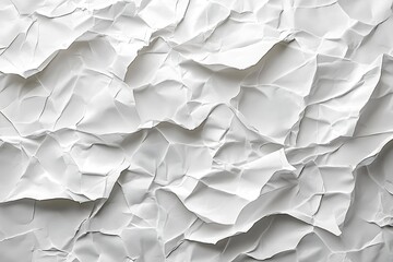 Leinwandbilder - Abstract White Crumpled Paper Texture Background Closeup Detail Showing Folds Wrinkles Creases for Design : Generative AI