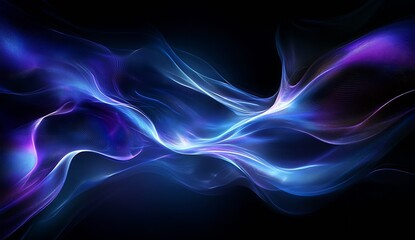 Fototapete - Ethereal waves of blue and purple flowing gracefully in a soft cosmic space : Generative AI