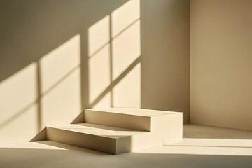Wall Mural - minimalist steps and shadows in soft natural light interior design