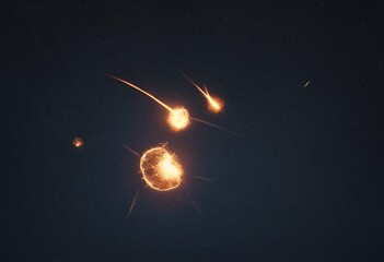 Wall Mural - fall astrophotography two flash illuminates fireballs meteorites night darkness meteor sky bright co