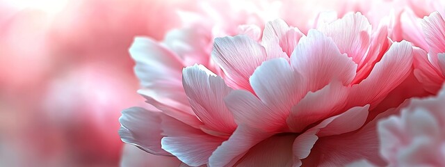 Poster - Close Up of Delicate Pink Peony Flower Petals Soft Light Floral Beauty Spring Blossom Romantic Background : Generative AI