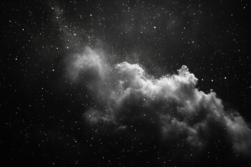 Poster - Dramatic Black and White Night Sky with Stars and Clouds Galaxy and Universe Concept Dreamy Celestial Landscape : Generative AI