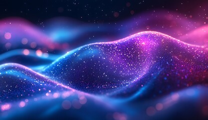 Aufkleber - Mesmerizing abstract waves of vibrant colors and sparkling particles creating a dreamlike atmosphere : Generative AI