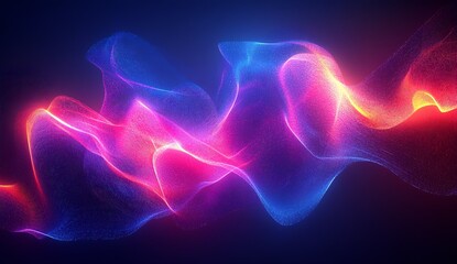 Leinwandbilder - Bright and Colorful Waves of Light Flowing Gently on a Dark Background for Visual Impact : Generative AI