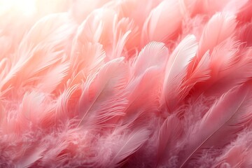 Poster - Soft Focus Pink Feather Background Delicate Pastel Colors Downy Texture Gentle and Calming Dreamy and Ethereal : Generative AI