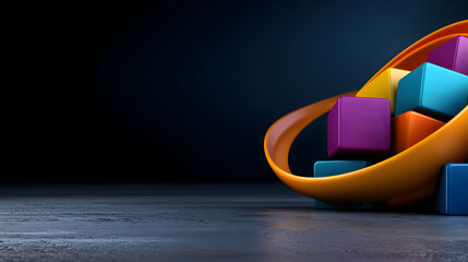Wall Mural - A pile of colorful blocks in a bowl