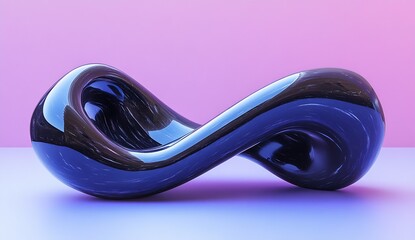 Aufkleber - Sleek Infinity Loop Sculpture Made of Glossy Black and Blue Materials for Contemporary Decor : Generative AI
