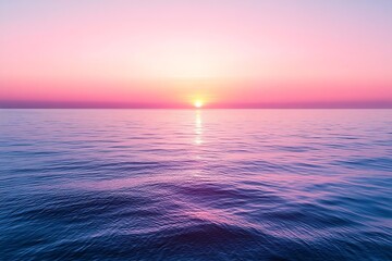 Aufkleber - Serene Pink Sunset over Calm Ocean Waters with Reflective Sky a Peaceful and Relaxing Coastal Scene for Travel and Nature : Generative AI