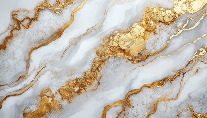 Aufkleber - Luxurious marble texture with gold vein design set against a smooth white background creating an elegant decor piece : Generative AI