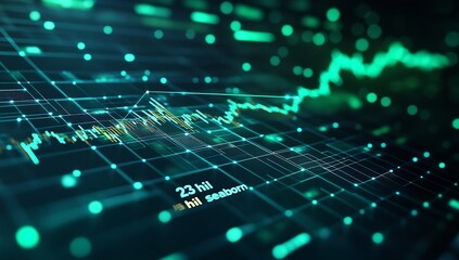 Aufkleber - Abstract Financial Chart Graph Data Visualization on Digital Screen for Business and Market Analysis : Generative AI