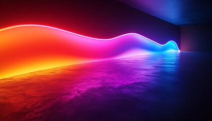 Poster - Colorful neon light waves illuminating a modern abstract space with a stunning vibrant effect : Generative AI
