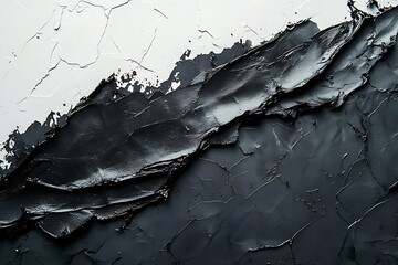 Aufkleber - Abstract Black and White Textured Background with Paint Strokes Minimalist Modern Art Design Creative Backdrop : Generative AI
