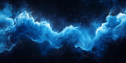 Poster - Vivid Blue Cloud and Nebula Blend with Cosmic Stars and Swirling Gas : Generative AI