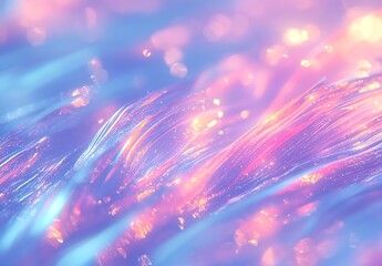 Aufkleber - Beautiful shimmering waves of light with pastel hues of pink and blue on a soft dreamy backdrop : Generative AI