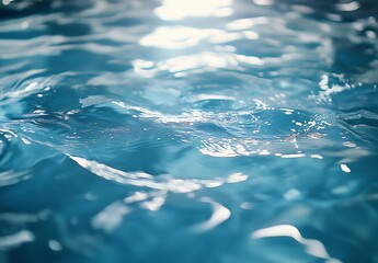 Poster - Captivating close up of rippling water surface reflecting sunlight for tranquil aesthetics : Generative AI