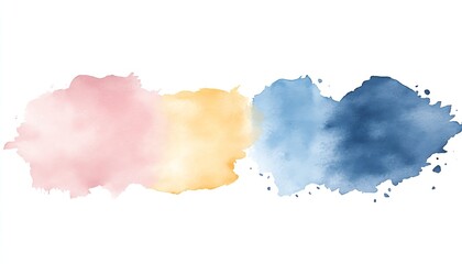 Aufkleber - Colorful watercolor brush strokes in pastel shades of pink yellow and blue for artistic background and design : Generative AI